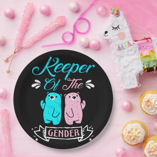 Keeper of the Gender Pink and Blue Teddy Bear Pappteller (Party)