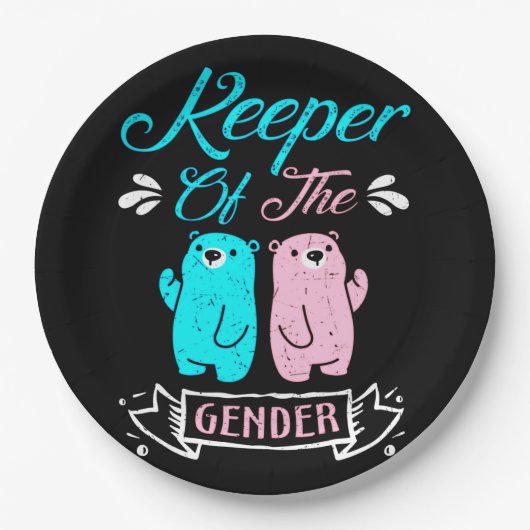 Keeper of the Gender Pink and Blue Teddy Bear Pappteller (Vorderseite)