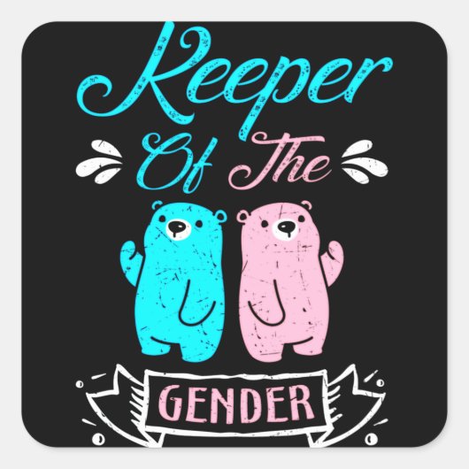 Keeper of the Gender Pink and Blue Teddy Bear Quadratischer Aufkleber (Vorderseite)