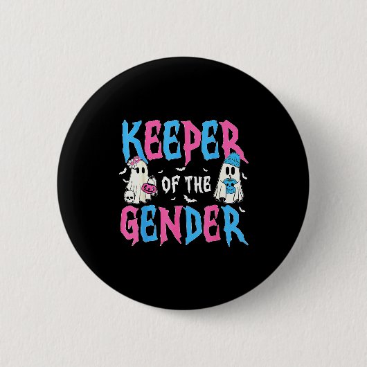Keeper Of The Gender Pumpkin Halloween Baby Gender Button (Vorderseite)