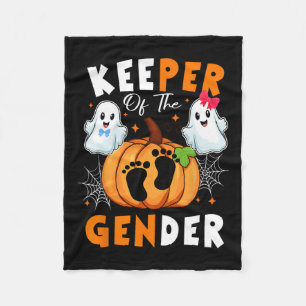 Keeper of the Gender Reveal Baby Funny Ghost Pumpk Fleecedecke
