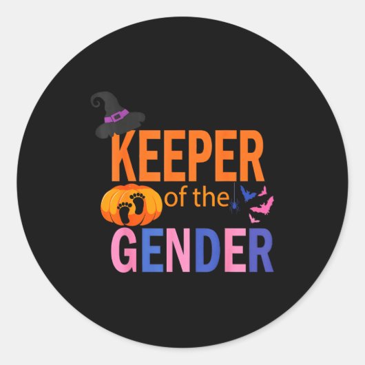 Keeper Of The Gender Reveal Baby Halloween Pregnan Runder Aufkleber (Vorderseite)