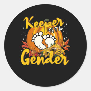 Keeper of the Gender Reveal Baby Pumpkin Halloween Runder Aufkleber
