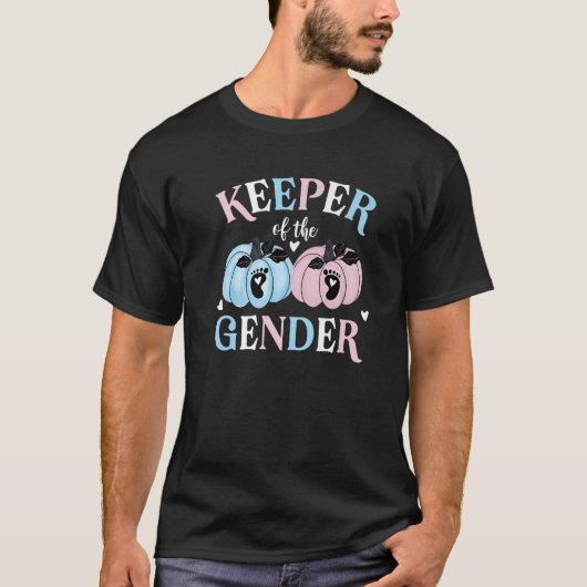 Keeper of The Gender Reveal Baby Pumpkin Pink Or B T-Shirt (Vorderseite)