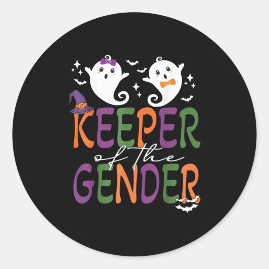 Keeper Of The Gender Reveal Halloween Pregnancy An Runder Aufkleber (Vorderseite)