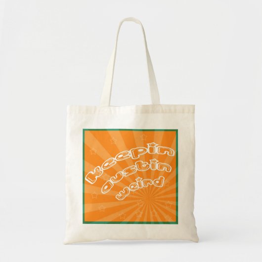 Keepin Austin komisch mit Orange Sunburst Tragetasche (Vorne)