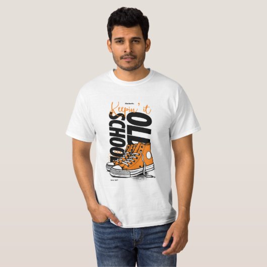 Keepin’ It Old School T-Shirt – Retro Orange Sneak (Vorne ganz)