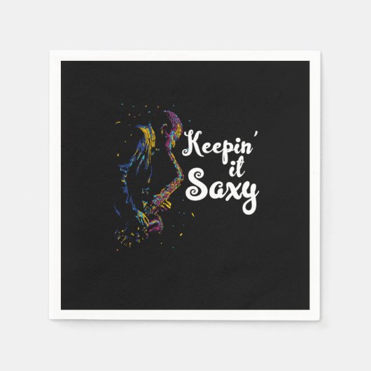 Keepin It Saxy Saxophones Jazz Band Player Gift Serviette (Vorderseite)