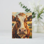 Keeping in Touch | Cow Themed  Postkarte (Stehend Vorderseite)