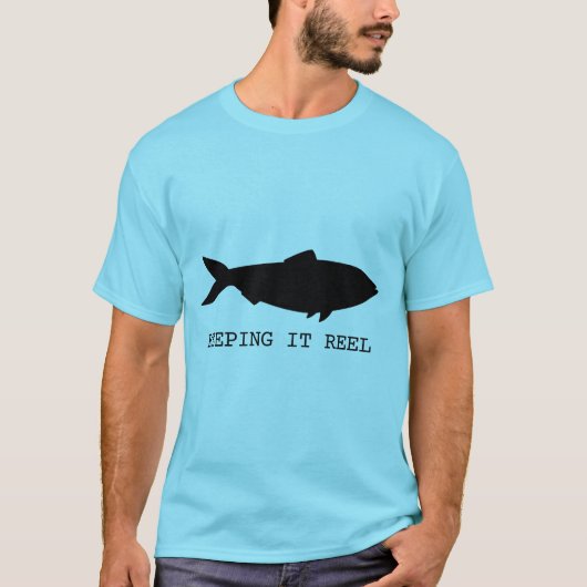 Keeping It Reel, Schwarzer Fisch T-Shirt (Vorderseite)