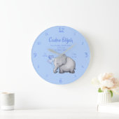 Keepsake Baby Boy Birth Stat Elephant Nursery Große Wanduhr (Zuhause)