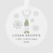 Keepsake Baby's First Christmas Reindeer Photo Ornament (Vorderseite)
