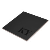 Keepsake Ceramic Tile - Initials, Black, Dark Grey Fliese (Seite)