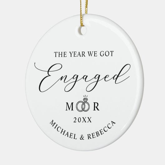 Keepsake Couple Names Ring Engaged Keramik Ornament (Links)