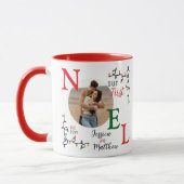 Keepsake Couples Photo Festive Colorful First Noel Tasse (Links)