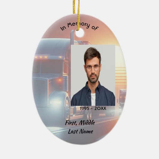 Keepsake Memorial Semi-Truck Tractor-trailer Keramik Ornament (Hinten)