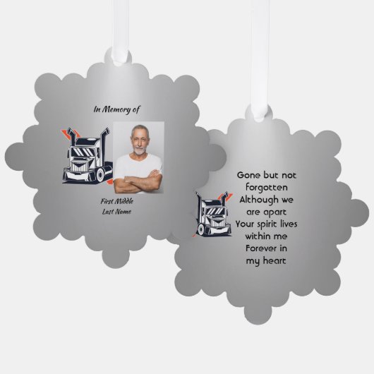 Keepsake Memorial Semi-Truck Tractor-trailer Ornament Karte (Vorderseite/Rückseite)