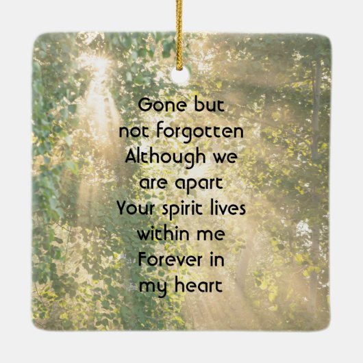Keepsake Memorial Sunshine Golden Forest Keramikornament (Rückseite)