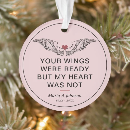Keepsake Memorial Sympathy Photo Wings Heart Ornament (Baum)