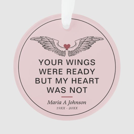 Keepsake Memorial Sympathy Photo Wings Heart Ornament (Vorderseite)