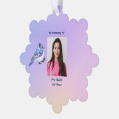 Keepsake Memorial Watercolor Bluejay Garden Ornament Karte (Linke Ecke)