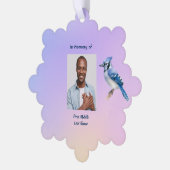 Keepsake Memorial Watercolor Bluejay Garden  Ornament Karte (Linke Ecke)