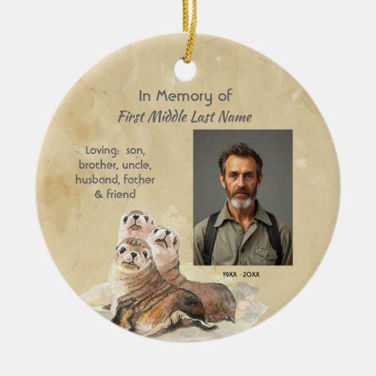 Keepsake Memorial  Watercolor Seals Animals Keramik Ornament (Vorne)