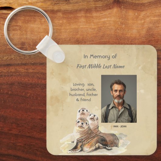 Keepsake Memorial  Watercolor Seals Animals Schlüsselanhänger (Vorderseite)