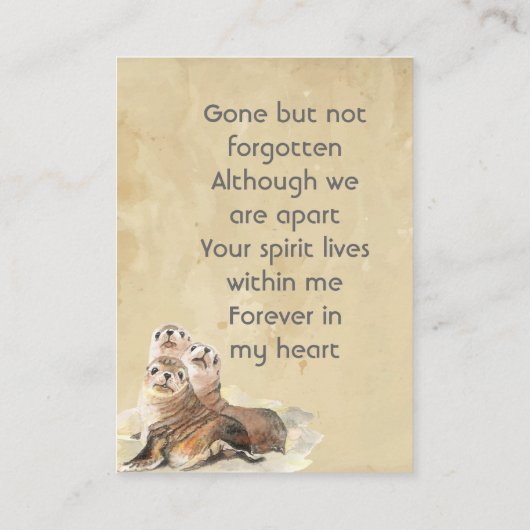 Keepsake Memorial Watercolor Seals Animals Visitenkarte (Rückseite)