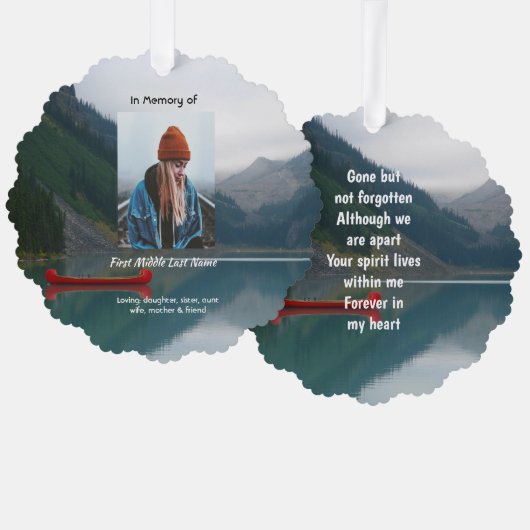 Keepsake Memorial Wilderness Lake Canoe Ornament Karte (Vorderseite/Rückseite)