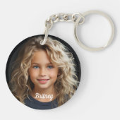 Keepsake Personalized Child Portrait Name Round Schlüsselanhänger (Rückseite)