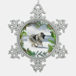 Kees laufen im Schnee Weihnachtsschmuck Schneeflocken Zinn-Ornament