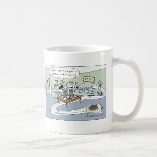Keeshond Agility Dog Cartoon | Niedlich Keesie Lov Kaffeetasse (Rechts)