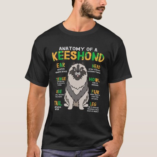 Keeshond Anatomy Funny Dog Mum Vater Geschenk T Sh T-Shirt (Vorderseite)