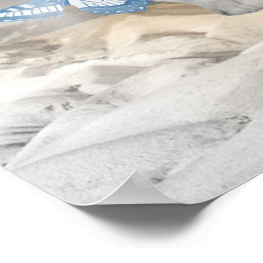 Keeshond Angel steht für Schmetterlingskunst Poster (Ecke)