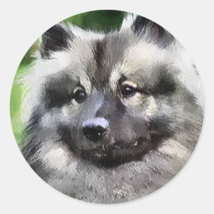Keeshond Art Geschenke Runder Aufkleber