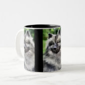 Keeshond Art Geschenke Zweifarbige Tasse (Vorderseite Links)