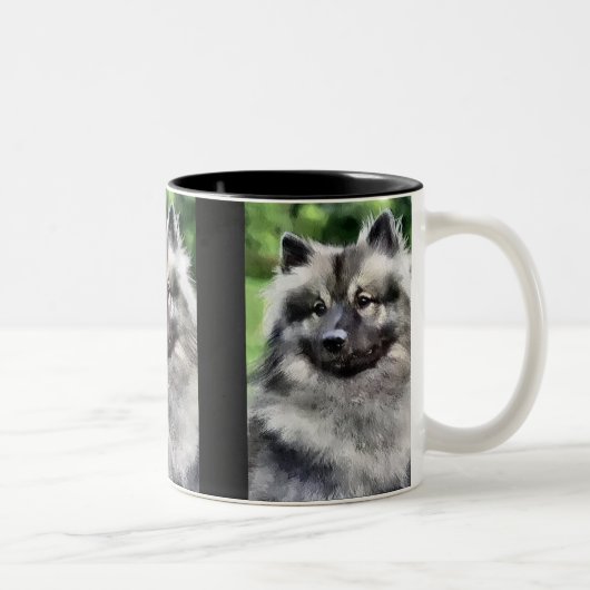 Keeshond Art Geschenke Zweifarbige Tasse (Rechts)