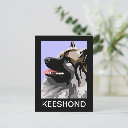 Keeshond Art Postkarte (Stehend Vorderseite)