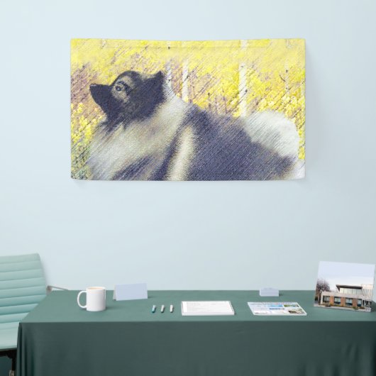 Keeshond Aspen Painting - Niedliche Originalkunst Banner (Messeveranstaltung)