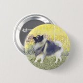 Keeshond Aspen Painting - Niedliche Originalkunst Button (Vorne & Hinten)