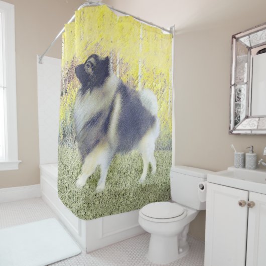 Keeshond Aspen Painting - Niedliche Originalkunst Duschvorhang (Beispiel)