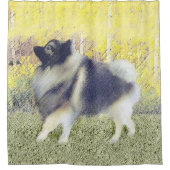 Keeshond Aspen Painting - Niedliche Originalkunst Duschvorhang (Vorderseite)