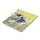 Keeshond Aspen Painting - Niedliche Originalkunst Fliese (Seite)