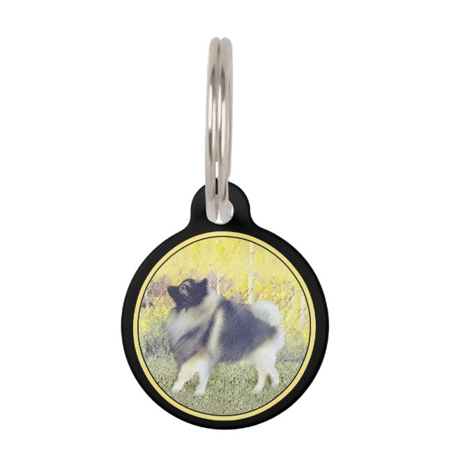 Keeshond Aspen Painting - Niedliche Originalkunst Haustiermarke (Vorderseite)