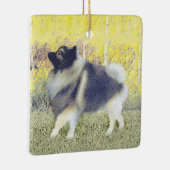 Keeshond Aspen Painting - Niedliche Originalkunst Keramikornament (Rechts)