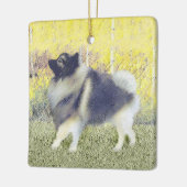 Keeshond Aspen Painting - Niedliche Originalkunst Keramikornament (Links)