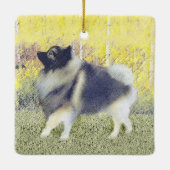 Keeshond Aspen Painting - Niedliche Originalkunst Keramikornament (Rückseite)