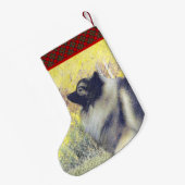Keeshond Aspen Painting - Niedliche Originalkunst Kleiner Weihnachtsstrumpf (Rückseite (Hängend))