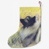 Keeshond Aspen Painting - Niedliche Originalkunst Kleiner Weihnachtsstrumpf (Rückseite)